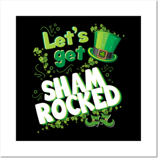 Let’s Get Shamrocked Funny Cute St Patricks Day Lets get Shamrocked Irish cute funny Leprechaun Hat Posters and Art